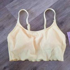 NWT Wild Fable Yellow Ribbed Bikini Top Size XS