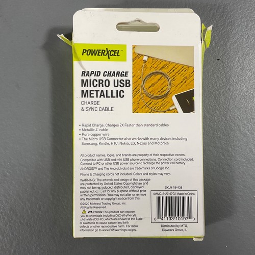 PowerXcel Durable 4 Ft. Rapid Charge Micro USB Metallic Charge & Sync Cable READ - Picture 20 of 24