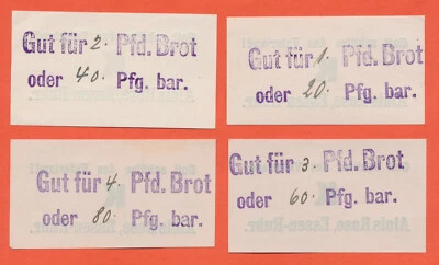 ESSEN Bäckerei Alois Rose 4x Notgeld Gut für 20Pf, 40Pf, 60Pf, 80Pfennig ( 241 - Bild 1 von 4