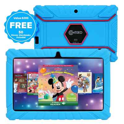 Contixo 7'' Kids Tablet 50+ Disney Ebooks, Kid-Proof Case, Android Tablet