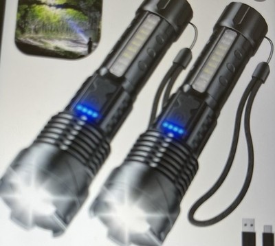 Rechargeable Flashlights 2 Pack, Super Bright High Lumens Flash Light, 6 Mode...