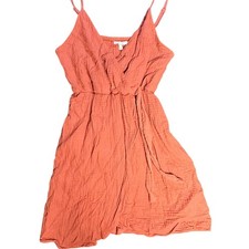 Maurices XS Dress Sleeveless Casual Mini Coral Crinkle Gauze Lined