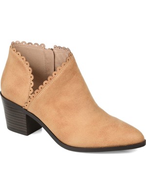 JOURNEE COLLECTION Womens Brown Cut- Out Tessa Almond Toe Block Heel Booties 8 M