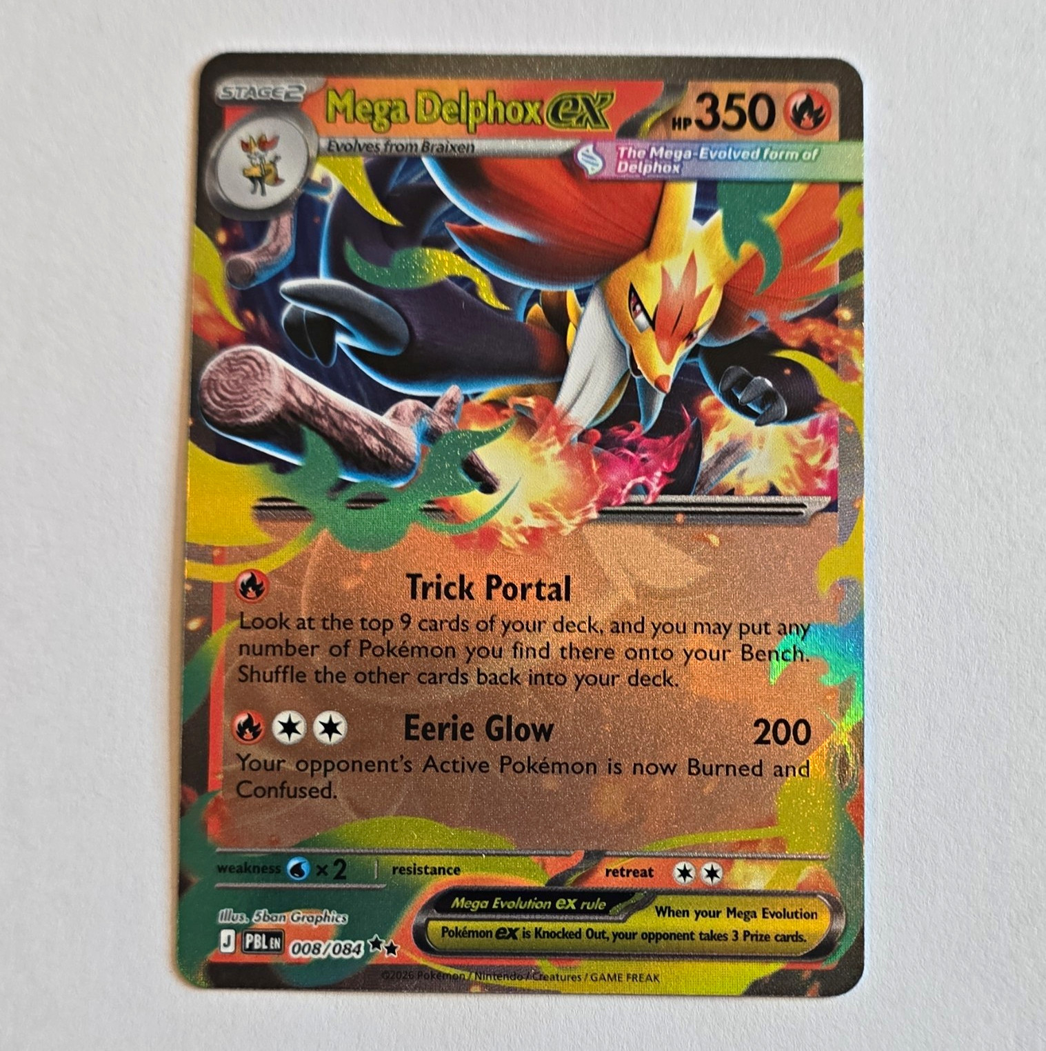 Mega Delphox EX 008/106 Pitch Black Holo Ultra Rare Stage 2 HP 350