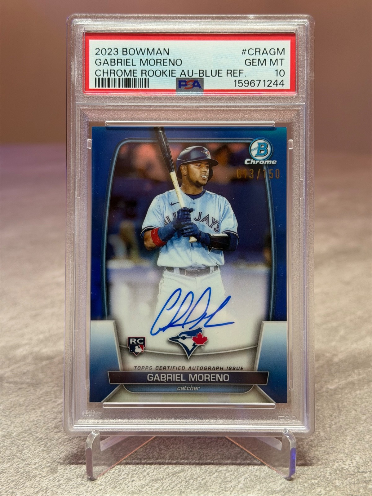 Gabriel Moreno Rookie Auto Blue Rookie # /150 PSA 10 2023 Bowman Chrome