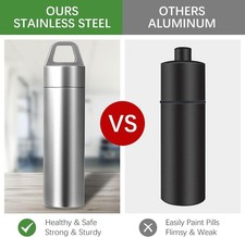 Small Pill Case, Portable Metal Pill Container Pill Holder Keychain Waterproo...