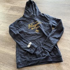 Penguin Men  s Hooded Pullover Sweatshirt Fleece Hoodie Logo Navy NWT 98 Small