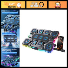 High-Speed Gaming Laptop Cooling Pad - 11 Turbo Fans, RGB Lights, Adjustable Sta