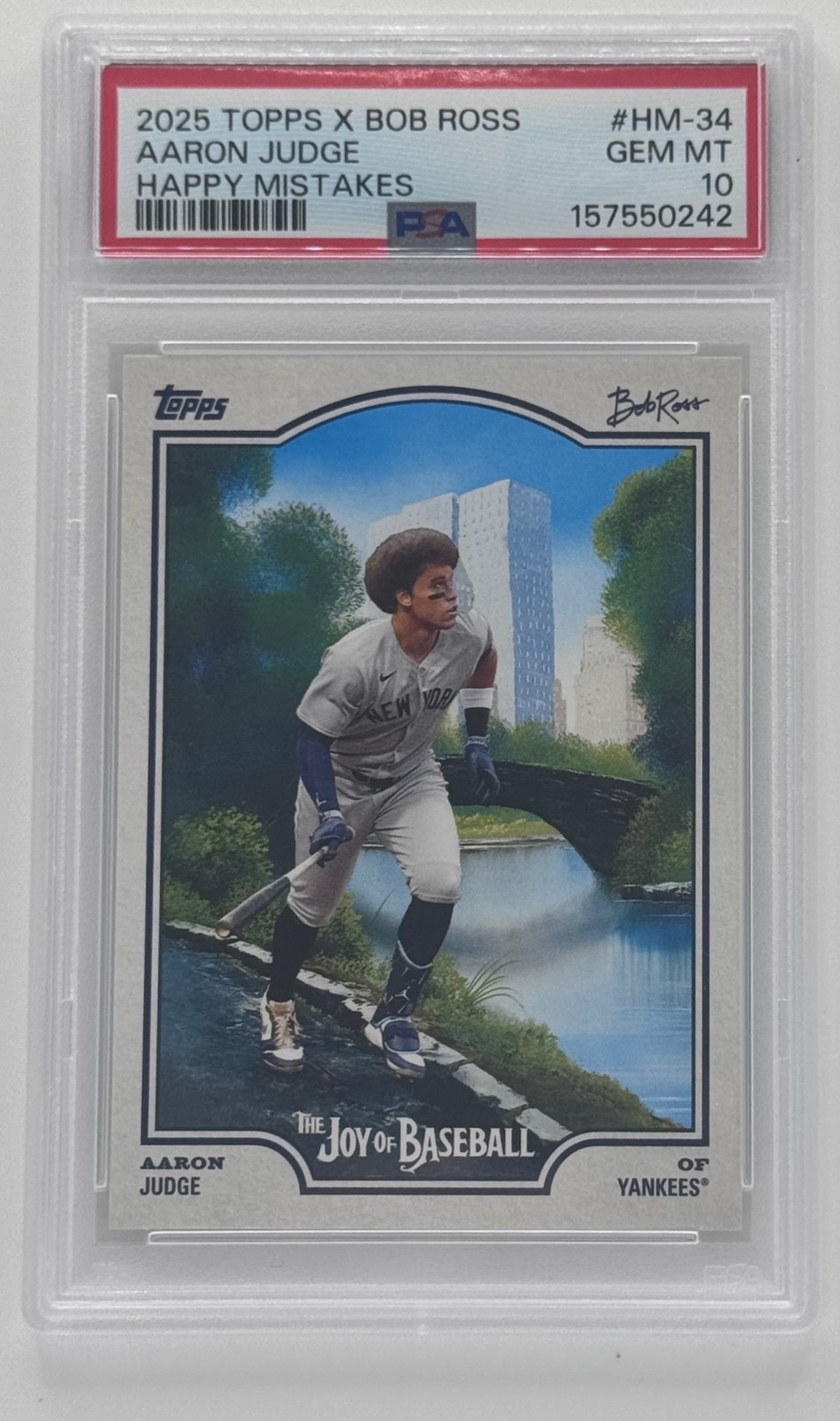 2025 Topps Bob Ross: Joy of Baseball Aaron Judge Happy Mistake SP Yankees PSA 10