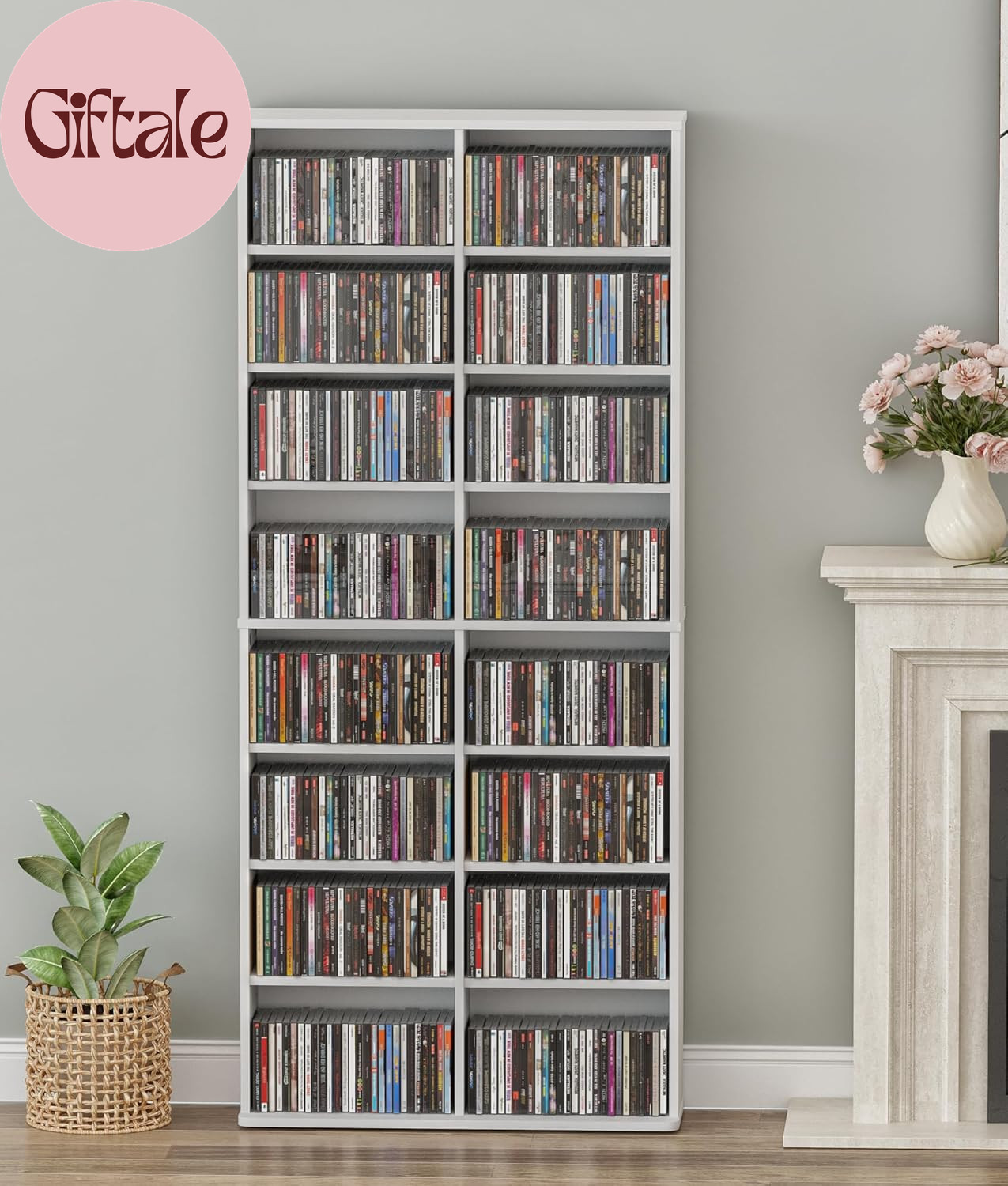 DVD Tower Storage Rack, 16-Shelf Media Storage Shelves with 