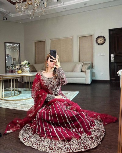 Boda Indio Salwar Traje Novia Paquistaní Anarkali Vestido Kameez Diseñador Fiesta - Imagen 6 de 10