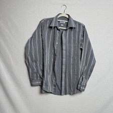 Arrow Brigade Men’s Shirt Fitted 15.5 32/33 Gray Striped Button-Down USA Made