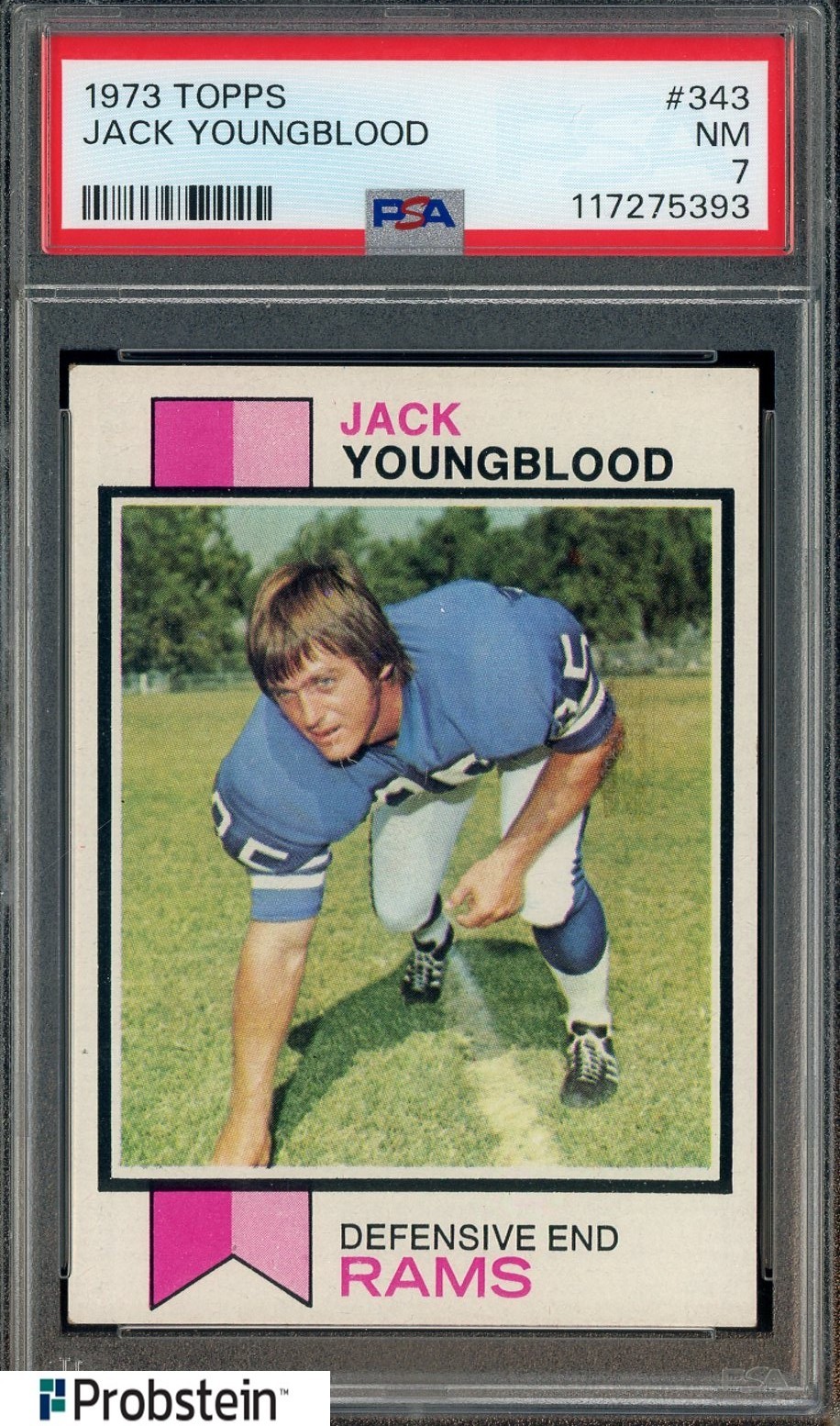 1973 Topps Football #343 Jack Youngblood HOF RC Rookie Rams PSA 7 NM