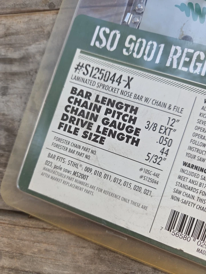 Barra guía y cadena para motosierra 8TEN 12" .050 3/8LP 44DL para Stihl Ms200 63PM344E Foto 3 de 4