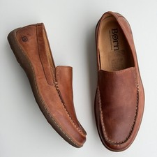 Born Marcus Loafers Mens 9.5 Brown Leather Slip On Comfort Driving Shoes Preppy