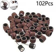 100Pcs 1/2 80 Grit Sanding Drum Bands Sleeves W/ 2 Mandrels For Rotary Tool   ·