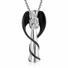 Angel Lady Stainless Steel Cremation Pendant Necklace Ashes Keepsake Holder Memo
