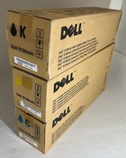 Lot of 3 Genuine Dell 5130CDN Standard Toner Cartridge 1 Black, Yellow, Cyan 