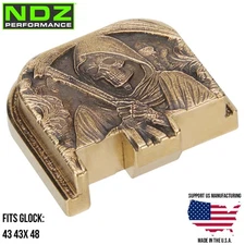 NDZ Brass 3D Grim Reaper Glock 43 43X 48 Slide Cover Back Plate Engraved CNC