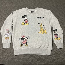Disney Mickey And Friends Women  s Gray Pullover Sweatshirt Size: Medium