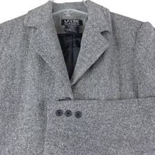 Levine Classics 8 Black White Wool Blend Herringbone Blazer Jacket Academia