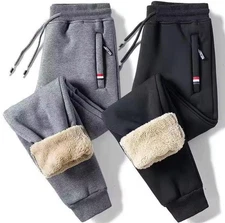 Winter Lambswool Warm Casual Pants Men'S Fitness Jogging Sweatpants Male Solid.