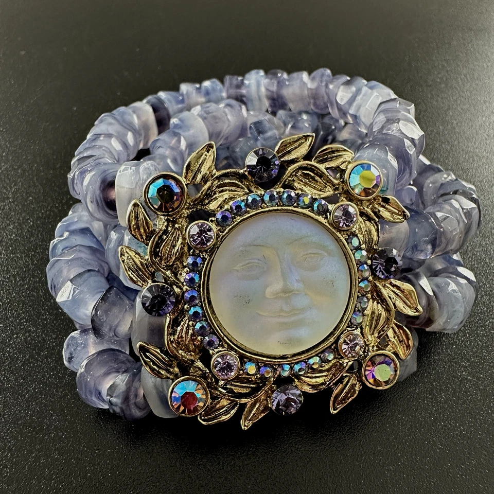 Brazalete Firmado Kirks Folly Moon Cara Púrpura 3 Hilos Banda Iridiscente RS #355 Foto 2 de 4