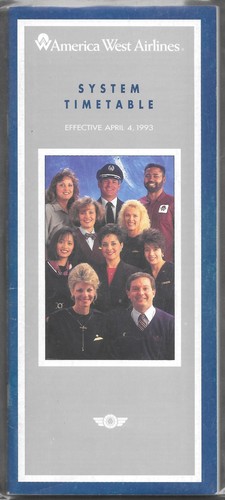 ***1993 America West Airlines System Timetable - April 4, 1993***
