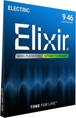 Elixir 9|46 Gitarrensaiten Custom Light   Vernickelter Stahl,