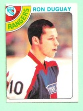 (1) RON DUGUAY 1978-79 O-PEE-CHEE # 177 RANGERS ROOKIE MISCUT CARD (N4589). rookie card picture