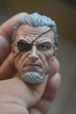 1/6  White-haired Male Head Sculpture W/Eye Patch For 12'' Action Figure Body