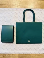 ROLEX Watch Case Green Leather Protection Soft Travel Pouch Watch Holder w/ Bag