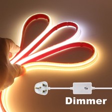 230V LED Strip Lights COB Smooth Lighting with Dimmer, Plug and Play, Waterproof