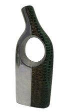 VINTAGE CROCODILE EMBOSSED DESIGN BRUTALIST METAL CYLINDER BOTTLE VASE