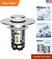 Hibbent Upgraded 3 in 1 Bathroom Sink Drain Strainer, Universal Pop up Stopper w