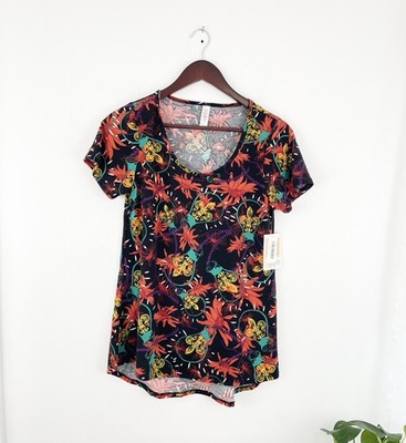 Lularoe XS Black Fleur De Lis Classic T Short Sleeve Top Women s XS New 