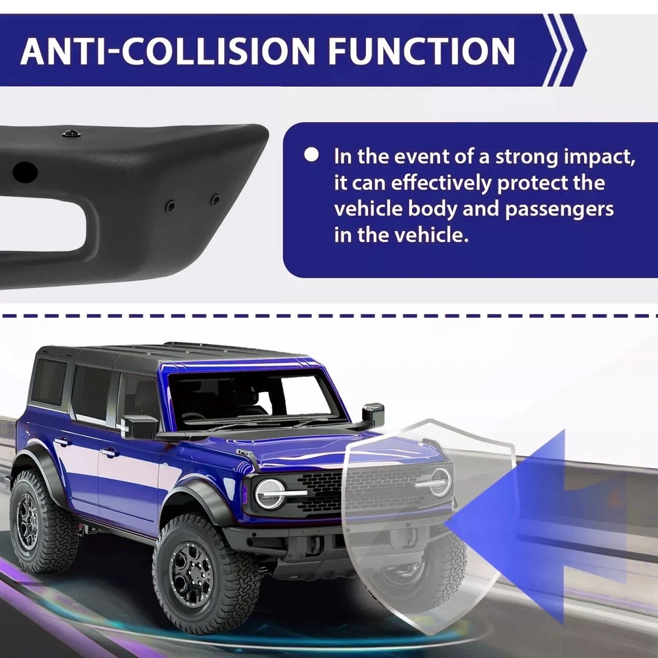 Parachoques delantero con soportes de anillo en D aptos para Ford Bronco 2021-2023 todoterreno ancho completo Foto 3 de 4