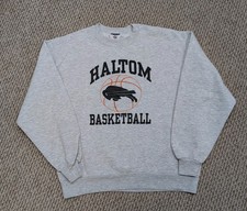 Vintage Men's HALTOM BASKETBALL Pullover Crew Neck Sweatshirt. Made In The USA.