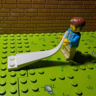 Lego 61406 Plate Modified 1 x 2 Angular Extension  Flexible Tip White on White