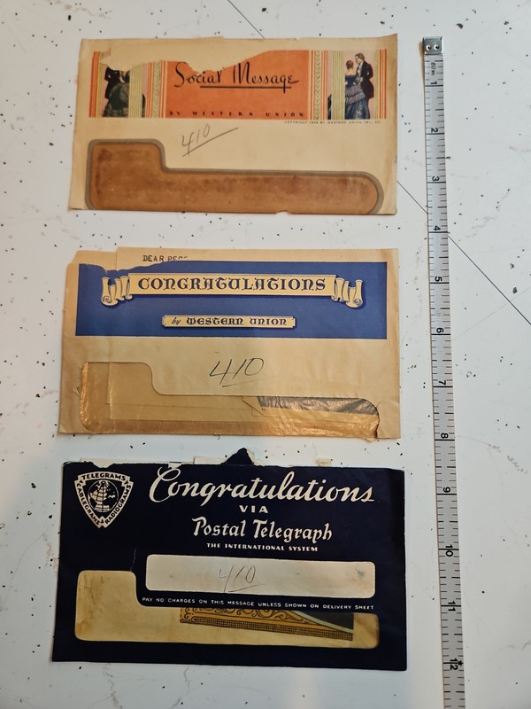 2 Western Union Vintage Telegraph Messages And 1 Other. Congratulations 1939
