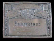 SE15139 VINTAGE 1970s  GENUINE BUDWEISER LAGER BEER  ADVERTISEMENT BELT BUCKLE