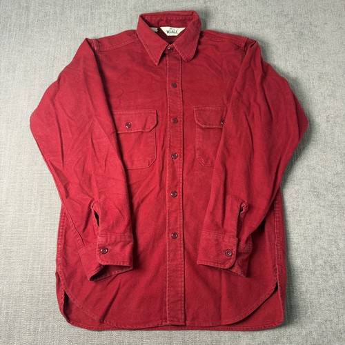 Woolrich, Vintage Woolrich Shirt Mens M Red Chamois Cloth Flannel Made In USA Button Up