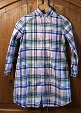 Girls Polo Ralph Lauren Pink Blue Plaid Oxford Shirt Dress Sz 10 Gorgeous Pocket