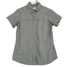REI Co-op Green Button-Up Hiking Shirt Womens S Stretch Outdoor Gorpcore Camping