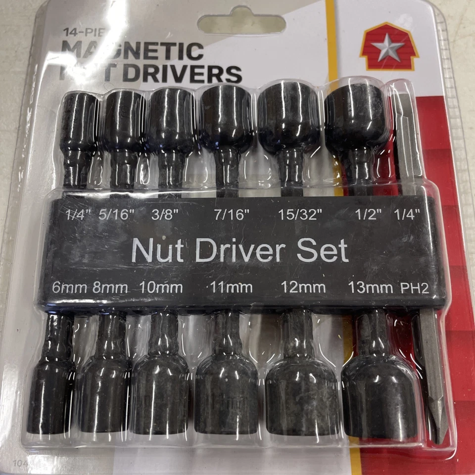 14Pcs Power Nuts Driver Drill Bit Set Metric and SAE Sockets Magnetic New Sealed - Image 2 of 4
