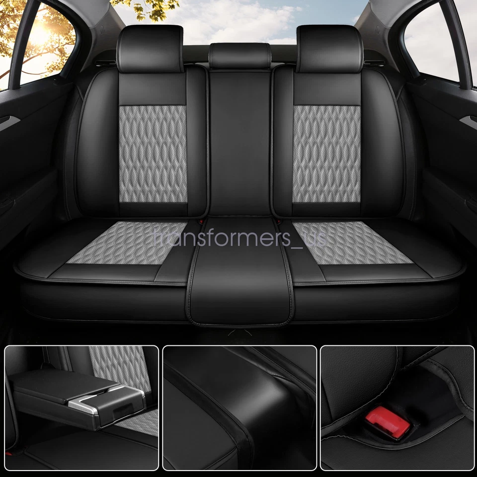 For Dodge Ram 1500 2500 2009-2025 5Seat Covers Front & Rear 5Sits Full Set Gray - Image 4 of 4