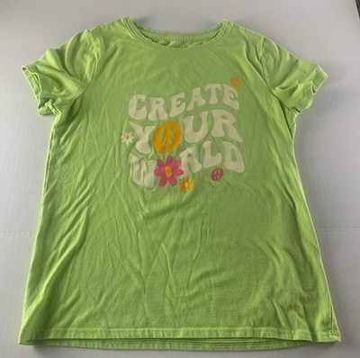 Girls Cat & Jack Short Sleeve T-shirt Top Size XL 14 Lime Green