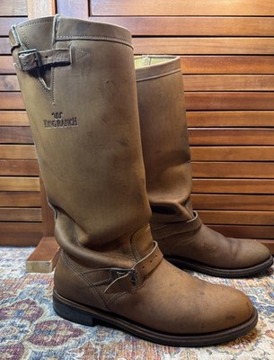 King Ranch Chippewa Mens 11D Leather Snake Engineer Boots Brown 90220 Made N USA