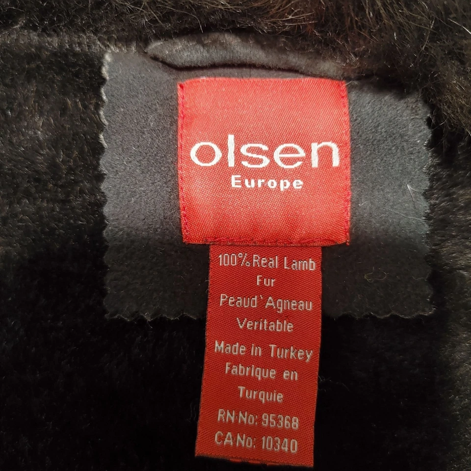 Abrigo de piel de cordero Olsen Europe para mujer talla 10 marrón piel de oveja cierre de botones pavo Foto 3 de 4