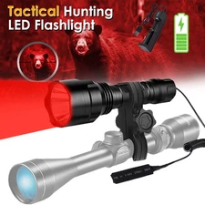 2400mAh Red LED Hunting Light Predator Flashlight Torch Coyote Hog Varmint Kit